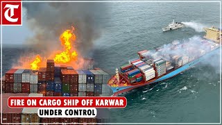 Fire on cargo ship off Karwar under control one crew member missing Indian Coast Guard [upl. by Aniar]