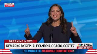 Day 1 of 2024 of the DNC  MSNBC AOCs BLAZING SPEECH— 81924 [upl. by Idelia479]