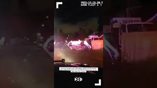 Dashcam footage shows officers pursue man who rammed into patrol cars and nearly flipped his vehicle [upl. by Rebmeced698]