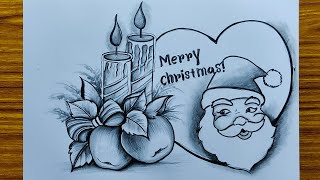 christmas day drawing for beginners with pencil sketchhow to draw santa claus for merry christmas [upl. by Canale]