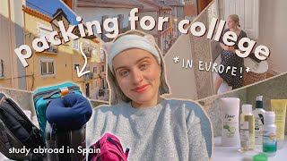 PACKING FOR COLLEGE in Europe  study abroad in Spain [upl. by Sekoorb]