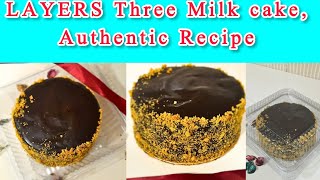 Bakery style three milk cake  Three milk cake recipe without oven  Layers bakery three milk cake [upl. by Hnirt]