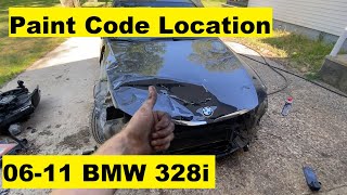 Paint Code Location BMW 328i 06 07 08 09 10 11 2006 2007 2008 2009 2010 2011 [upl. by Ysteb]