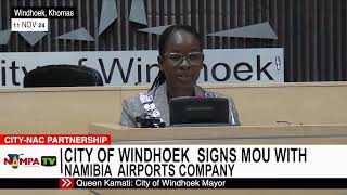 City of Windhoek signs MOU with Namibia Airports company [upl. by Kelila]