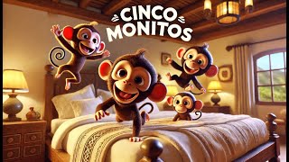 Cinco monitos saltando en la cama 🐵 Nueva version 🐵 Canciones infantiles  Pequeño aprendiz TV 🎶 [upl. by Ssyla]