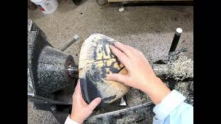 Woodturning a Spalted White Oak Black Epoxy bowl [upl. by Anwahsat]