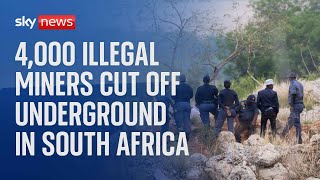 Watch live Thousands of illegal miners trapped in disused South African mine as govt refuse to help [upl. by Olivier]