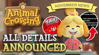 Nintendo CLARIFY Animal Crossing Details November News for ACNH amp ACPC [upl. by Issej]