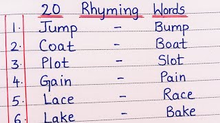 Rhyming words in English Rhyming words for kids Learn and Read Rhyming words Rhyming words for ukg [upl. by Youngran154]