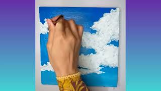 How To Paint Clouds With Acrylics For Beginners  Sky Painting EASY 🎨 [upl. by Nnodnarb]