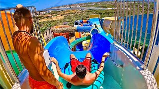 Thrilling Downhill Water Slide at Stella Palace Crete [upl. by Ytirev]