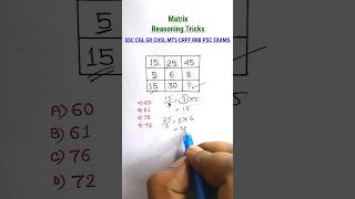 Missing Number Reasoning Tricks in Hindi Reasoning Classes for SSC CGL CHSL MTS CRPF RRB shorts [upl. by Rellia889]