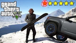 ECHAPPER A 6 ETOILES AVEC CE PICK UP ET UN SNOWBOARD SUR GTA 5 [upl. by Eerrahs]