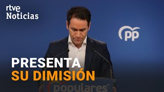 CRISIS PP GARCÍA EGEA DIMITE como SECRETARIO GENERAL del PARTIDO POPULAR  RTVE Noticias [upl. by Kcirdez636]