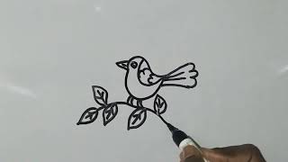 How to draw beautiful easy bird drawing [upl. by Akenal393]