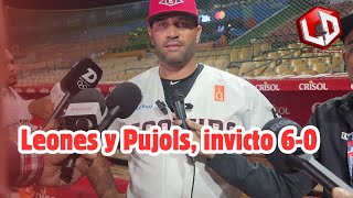 Albert Pujols luego de su sexta victoria seguida como dirigente de los Leones del Escogido [upl. by Annahc]