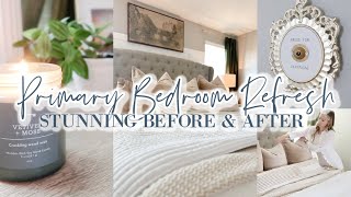 WAY OVERDUE Primary bedroom refresh Decorate with me Stunning before and after [upl. by Ynahteb]