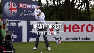 Grant Forrest golf swing  3 Wood faceon view Betfred British Masters Hillside May 2019 [upl. by Eisned]