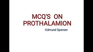 Prothalamion  Edmund Spenser  MCQs  PGTRBNET [upl. by Windham272]