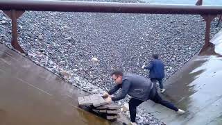 Barge unloads 4500 tons of cobblestones  Relaxing video [upl. by Melisent858]