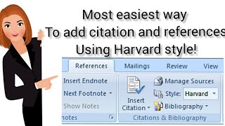 How to add citation and references using Harvard referencing style in Microsoft Word selfeducate [upl. by Nosydam]