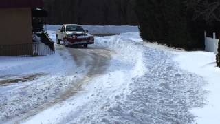 2004 Ford F 250 Diesel plowing 30 inch snow restaurant parking lot [upl. by Aerdnahc]