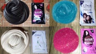 How to make 4 types of shampoo slimesunsilk clinic plusdove black sunsilkcheapest [upl. by Aonehc]