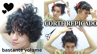 CORTEI MEU CABELO CURTO REPICADO  CORTE PARA CABELO ONDULADO  CORTE EM CAMADAS [upl. by Asseram370]