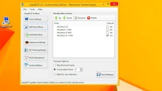 How to manage the Windows BootLoader Menu EasyBCD [upl. by Aivan]