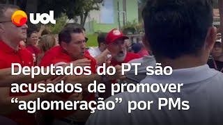 Deputados do PT são acusados de promover ‘aglomeração’ por PMs em local de votação de Evandro Leitão [upl. by Ahsennek469]