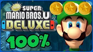 New Super Mario Bros U Deluxe 💚 55 Deepsea Stone Eyes  Secret Exit 💚 100 All Star Coins [upl. by Kcirdle240]