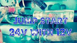 Jump starting 24volt with 12volt battery [upl. by Nosylla]