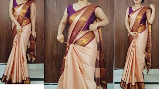 plain border cotton silk saree draping [upl. by Ker]