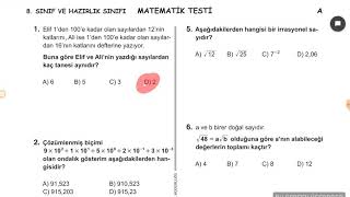 8SINIF MATEMATİK BURSLULUK SINAVI SORU VE CEVAPLARI 3 HAZİRAN 2018 [upl. by Andeee]