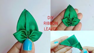 DIY  How to Make Ribbon Leaves  Satin Ribbon Leaves Making  DIY Ribbon Leaves [upl. by Roi]