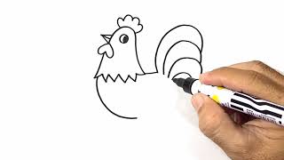 How to Draw a Rooster for kids Easy Step by Step [upl. by Eidnil]