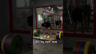 180 kg beltless deadlift gettingstrongereveryday powerlifting motivation powerliftingworkout [upl. by Nauqahs]