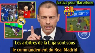 LUEFA intervient pour sauver Barcelone des arbitres de la Ligue espagnole et le Real Madrid [upl. by Dorothea]