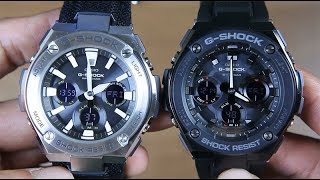 CASIO GSHOCK GSTEEL GSTS130C1A amp GSTS100G1B  CLOTH VS RESIN BAND [upl. by Ledif]