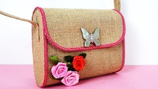 DIY Jute Bag  How to Make Multiuse Handmade Jute Bag  DIY Purse Making  No Sew Purse [upl. by Assirat872]