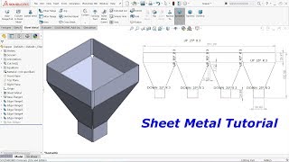 Solidworks Sheet metal tutorial Hopper [upl. by Selway]