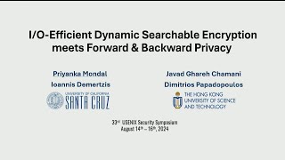 USENIX Security 24  IOEfficient Dynamic Searchable Encryption meets Forward amp Backward Privacy [upl. by Nasho]