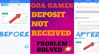 Goa Games Deposit problem Solved😄Goa Game me Paisa Received Nhi hua TO BE PAID PROBLEM SOLVED🔥 [upl. by Halimaj331]