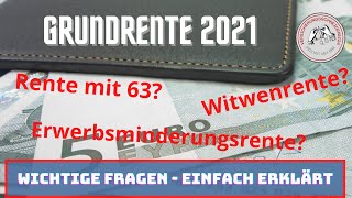 Grundrente bei vorzeitigem Rentenbeginn Aufstockung Witwenrente Wichtige Fragen einfach erklärt [upl. by Yadrahs701]