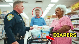 Cop Mocks Elderly Black Woman for Buying Diapers Unaware of Who the Cashier Is… [upl. by Tuppeny25]