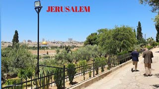 4K Beautiful Jerusalem Mount of Olives Springtime visiting holy sites Israel [upl. by Osnofledi988]