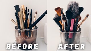 HOW TO CLEAN MAKEUP BRUSHES  by using dish soap amp vinegar [upl. by Steck]