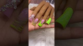 Lime Green Nails nails nailtech ducknails acrylicnails [upl. by Awram]