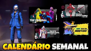 3 SKINS DO TOP CRIMINAL VOLTANDO  UMP EVOLUTIVA  CALENDÁRIO SEMANAL DO FREE FIRE [upl. by Araminta]