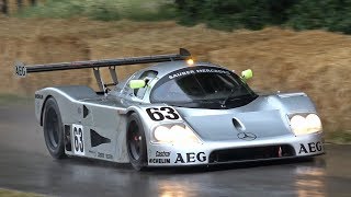 Sauber Mercedes C9 50L V8 Turbocharged  Lovely Exhaust Sounds at FOS Goodwood [upl. by Ayitahs]